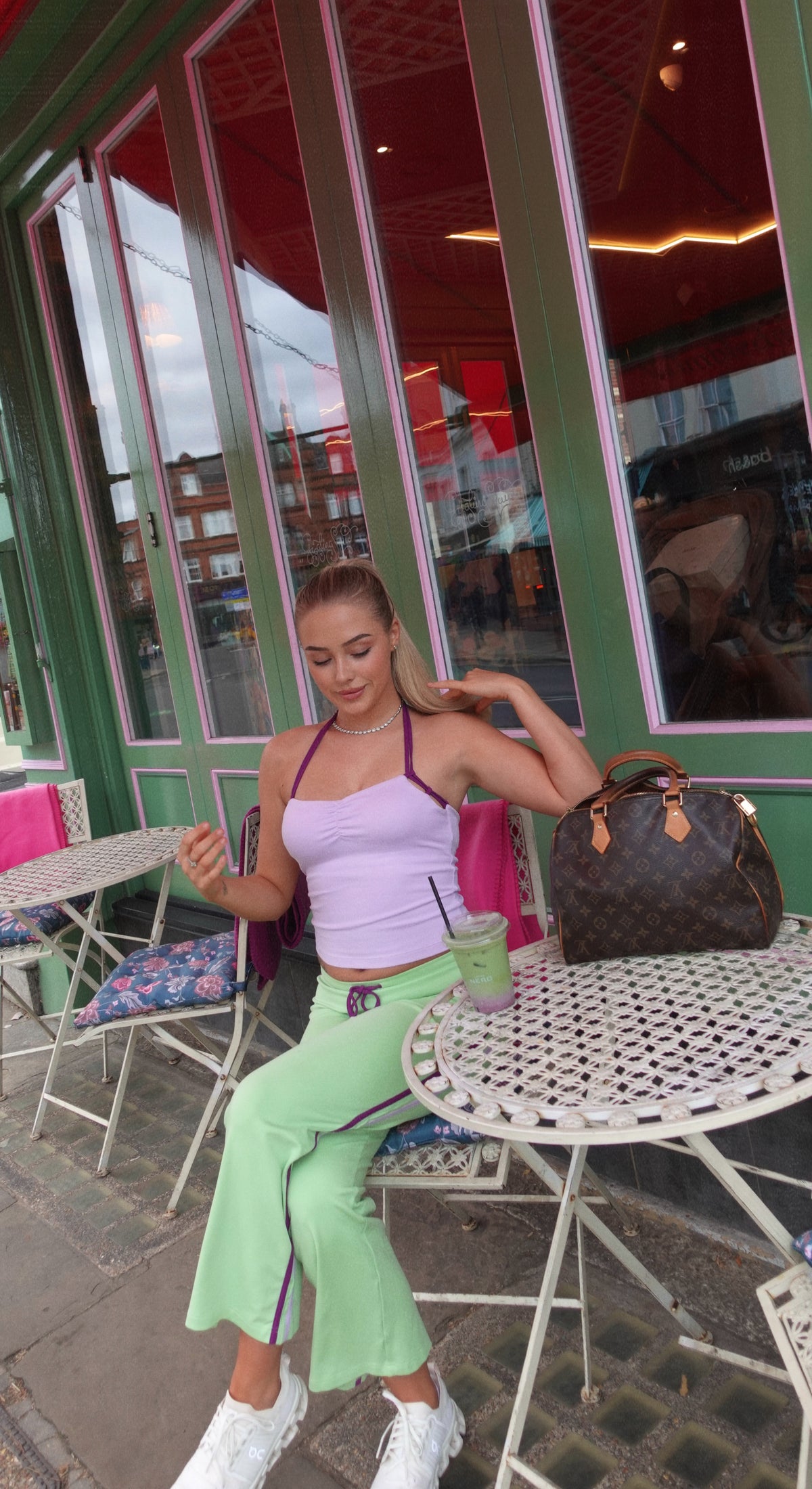 Blueberry Matcha Organic Cotton yoga trousers