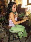 Blueberry Matcha Low-Rise Organic Cotton yoga trousers