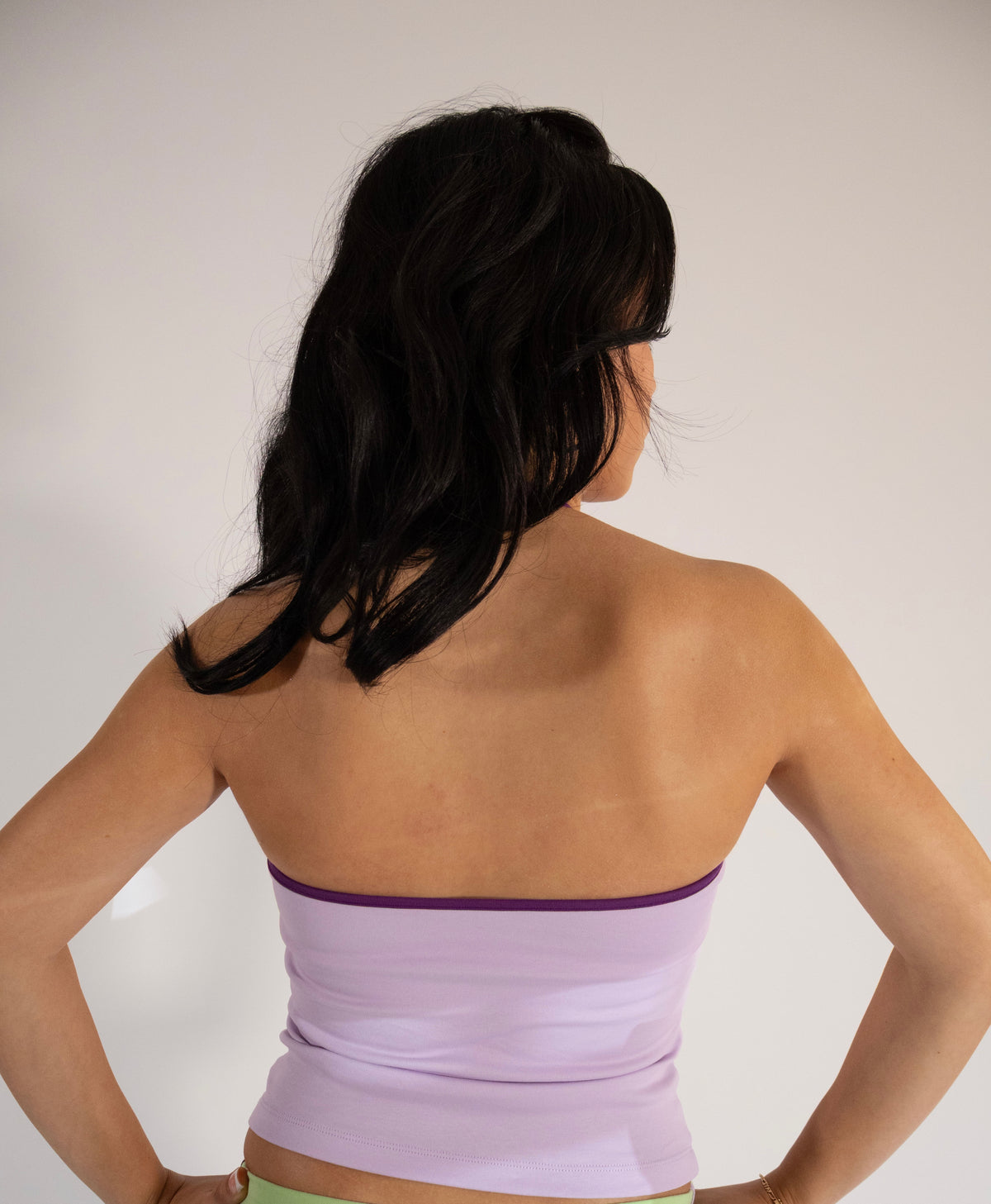 Blueberry Matcha Organic cotton halter neck with built in bra