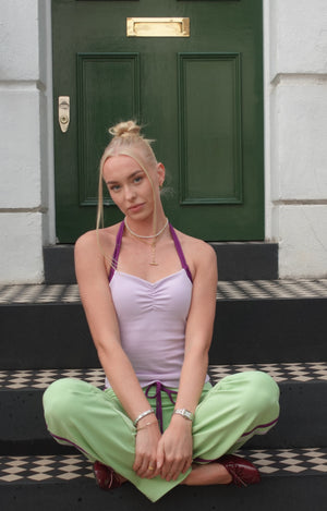 Blueberry Matcha Organic Cotton top with Built-In Bra