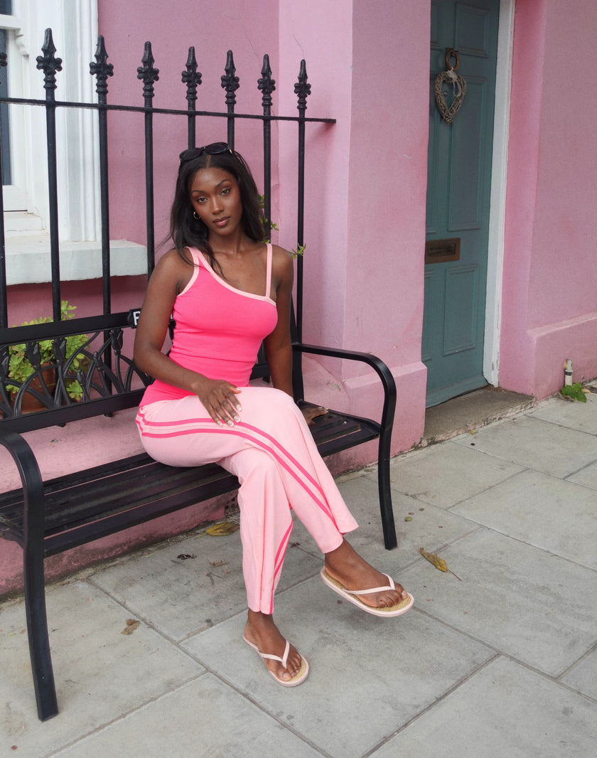 Strawberry Milk Organic Cotton Asymmetric Cami with Built-In Bra